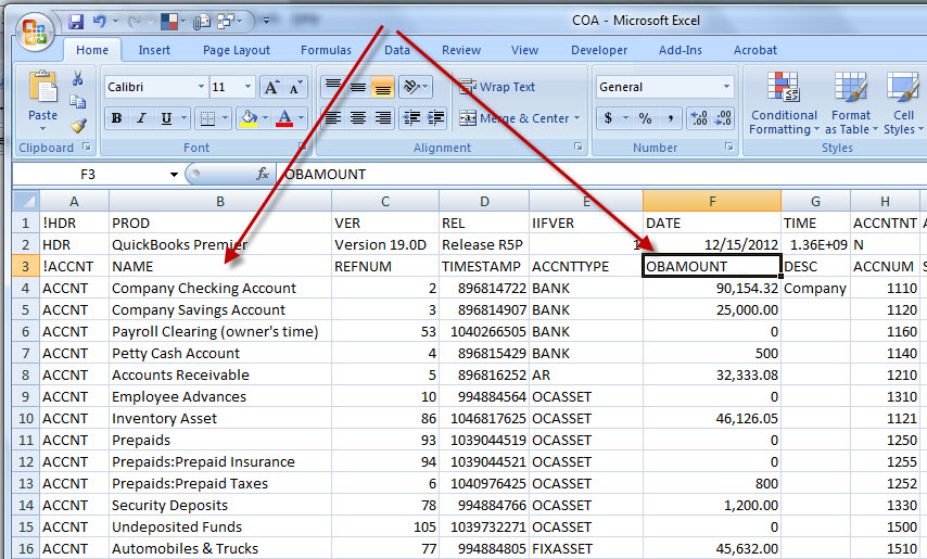 Chart Of Accounts In Excel