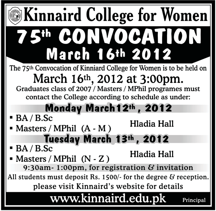 Annual Convocation of Kinnaird College for Women 2012