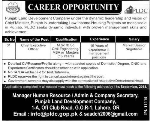 Chief-Executive-officer-Jobs-2014-Punjab-Land-Development