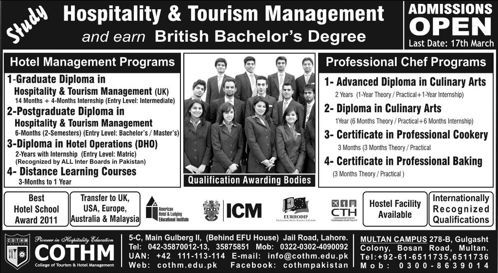 Hospitality And Tourism Management Admissions 2012