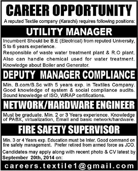 Textile-jobs-in-karachi-2014