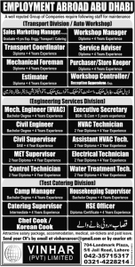 Different Jobs in Abu Dhabi for Pakistan 2012