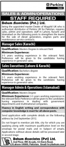 Sales and Admin Jobs in Bahum Associates Lahore