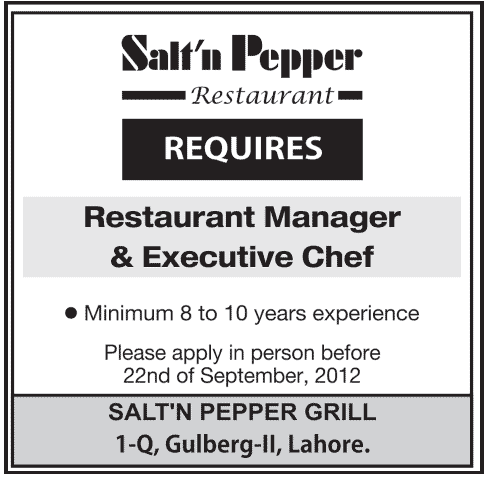 Salt n Paper Restaurant Manger and Executive Chef Jobs