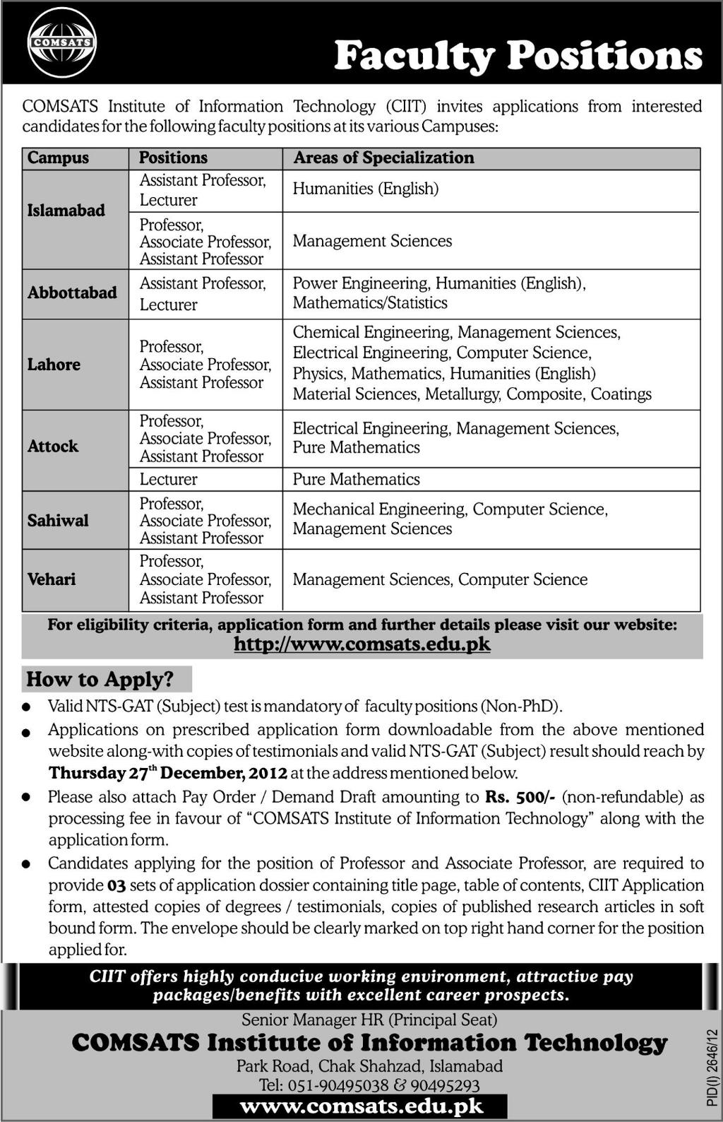 Jobs in Comsats Institute of Information Technology