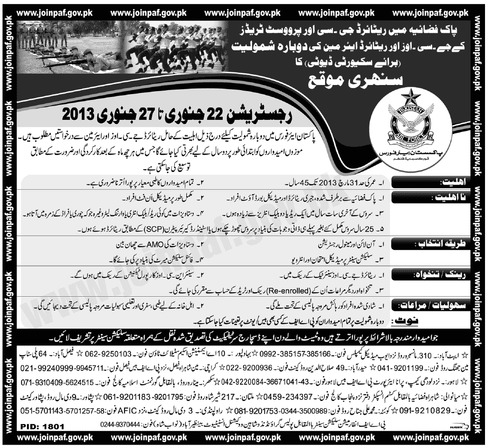 Jobs in PAF For Security Duty