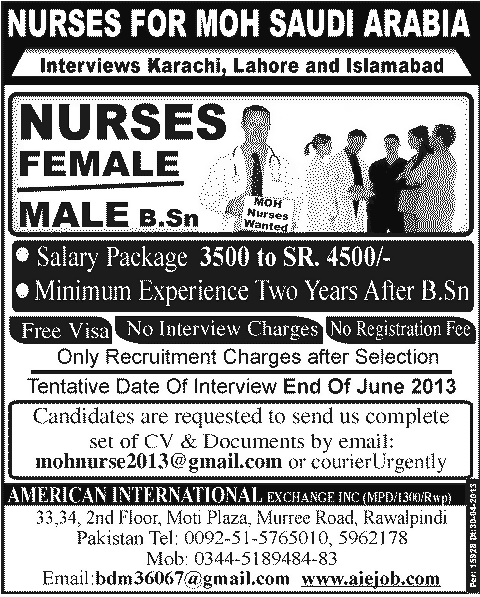 Nurses Required for MOH Saudi Arabia Jobs