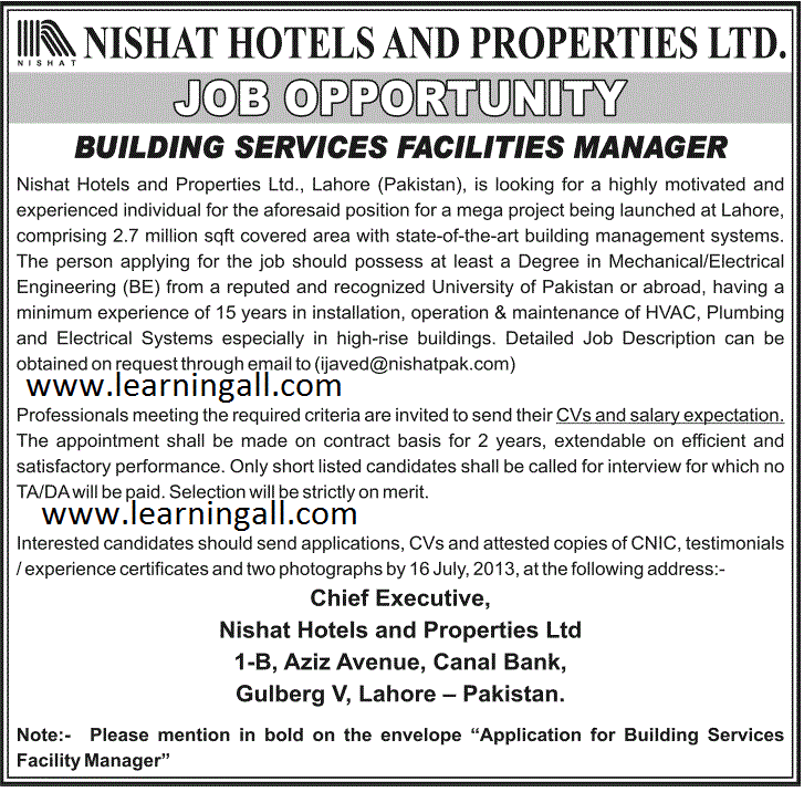 Building Service Manager Jobs july 2013