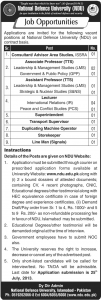 Jobs in National Defence University Islamabad 2013
