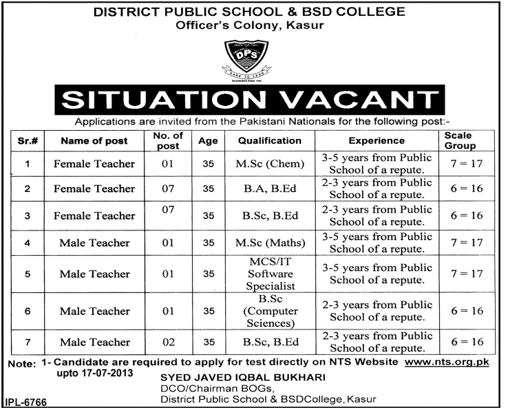 Teaching Jobs in Public School 2013