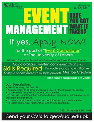 Entertainment event management jobs
