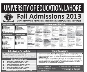 University of Education Lahore Admissions Notice 2013 University of Eduction Lahore Admissions 2013 300x251 University of Education Lahore Admissions Notice 2013