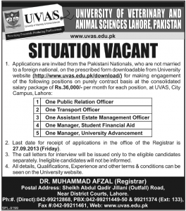 University of Veterinary and Animal Sciences Jobs