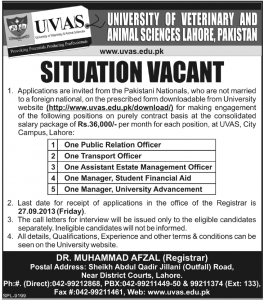 University of Veterinary and Animal Sciences Jobs University of Veterinary and Animal Sciences Jobs