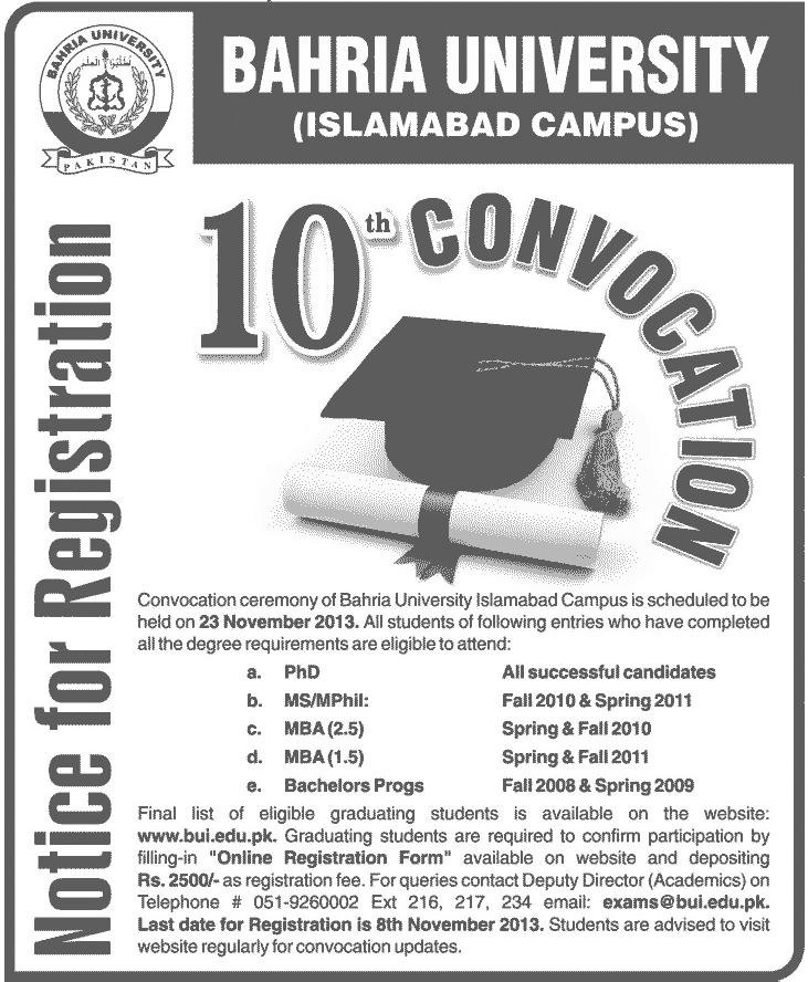 Bahria University Islamabad Campus 10th Convocation