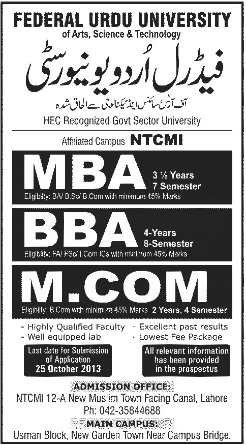 MBA Admissions in Lahore