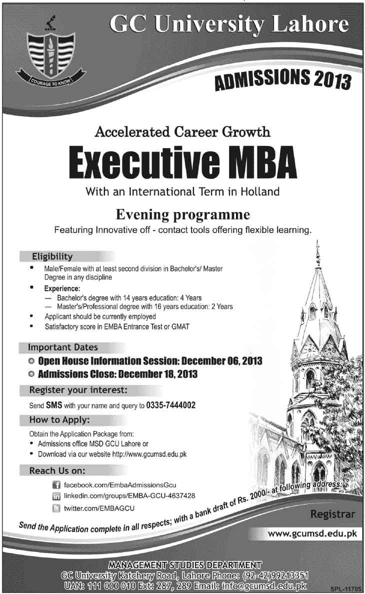 Mba Executive In Lahore mba executive admissions in gc lahore learningall Mba Executive In Lahore mba executive admissions in gc lahore learningall