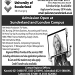 Sunderland University Admissions 2014
