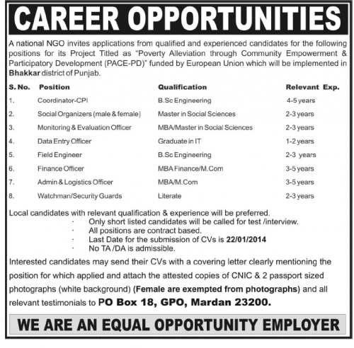 NGO Jobs in Punjab 2014