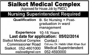 Nursing Jobs in Sialkot 2014