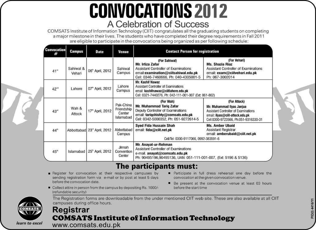 Comsats Institute of Information Technology Convocation Comsats Institute of Information Technology Convocation