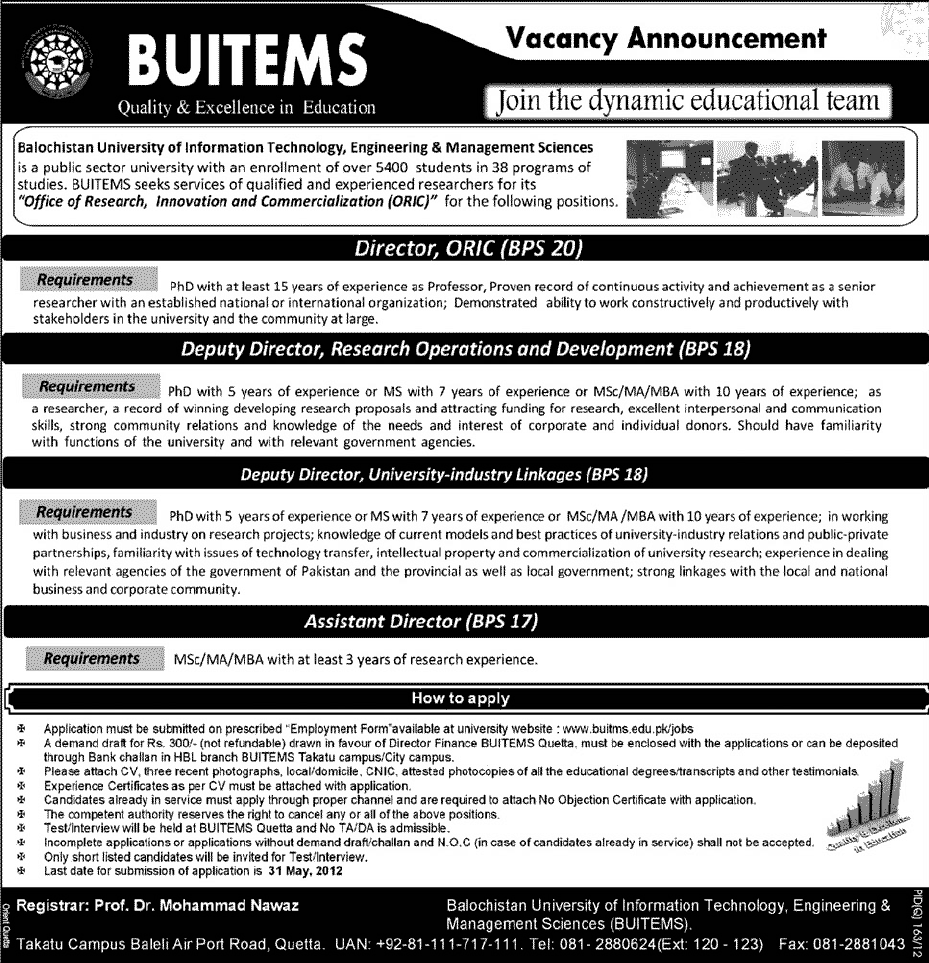 balochistan university Jobs May 2012 balochistan university Jobs May 2012