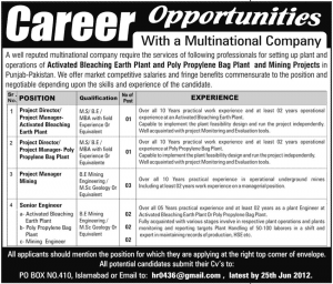Career Opportunities With Multinational Company 2019