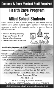 doctors and paramedical jobs in Allied School System Pakistan
