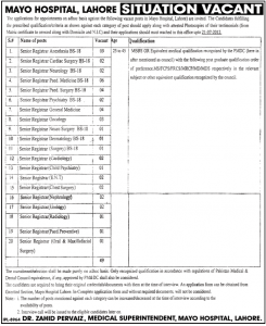 jobs-in-mayo-hospital-lahore