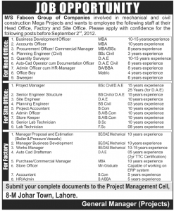 Jobs in Fabcon Group of Industries Lahore Jobs in Fabcon Group of Industries Lahore