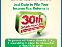 FBR Income Tax Deposit Last Date 30 September 2012