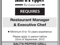 Salt n Paper Restaurant Manger and Executive Chef Jobs