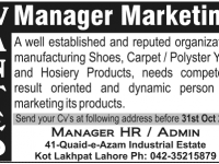 Marketing Manger Jobs in Lahore Pakistan
