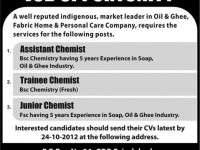 chemist jobs in Faisalabad Pakistan October 2012
