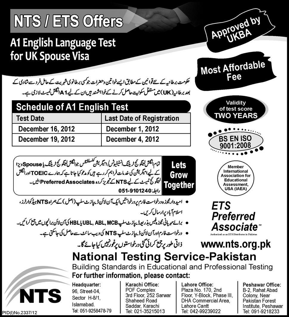 NTS ETS Offers A1 English Language Test For UK Spouse Visa LearningAll