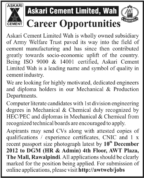 askari cement jobs