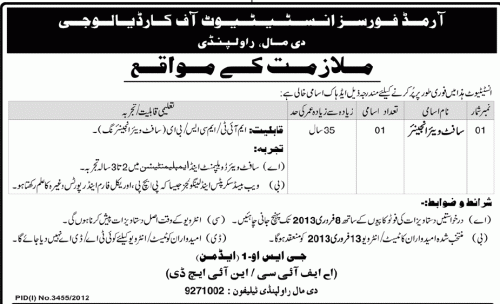 Armed Force Institute of Cardiology Jobs 2019