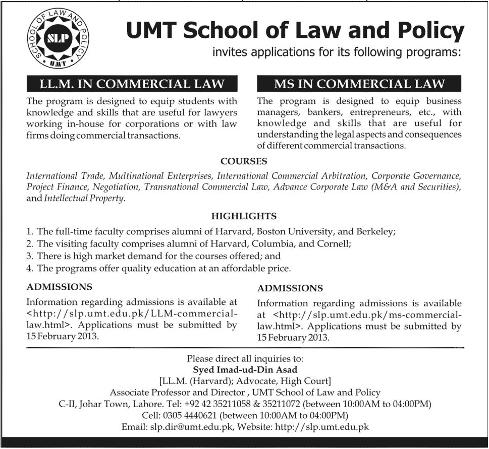 UMT School of Law School Admissioins