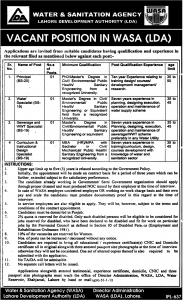 Water and Sanitation Agency (WASA) LDA Jobs January 2018