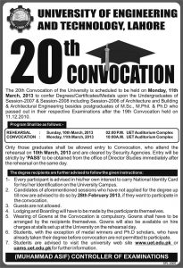 UET.edu.pk 20th Convocation on 11-March-2013