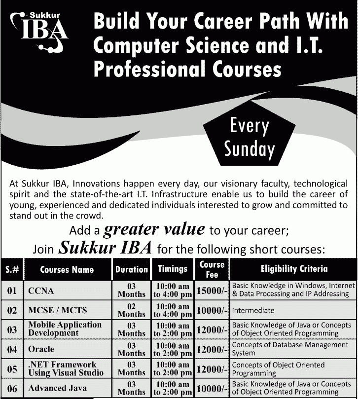 Institute of Business Administration Sukkur Offered Courses Institute of Business Administration Sukkur Offered Courses