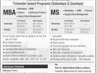Muhammad Ali Jinnah University MBAMS Admissions 2013