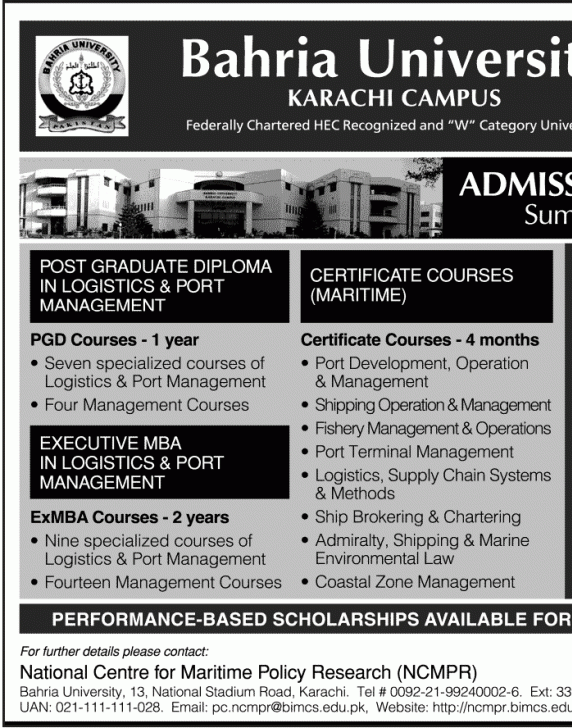Bahira University Karachi Campus Summer Admission Bahira University Karachi Campus Summer Admission