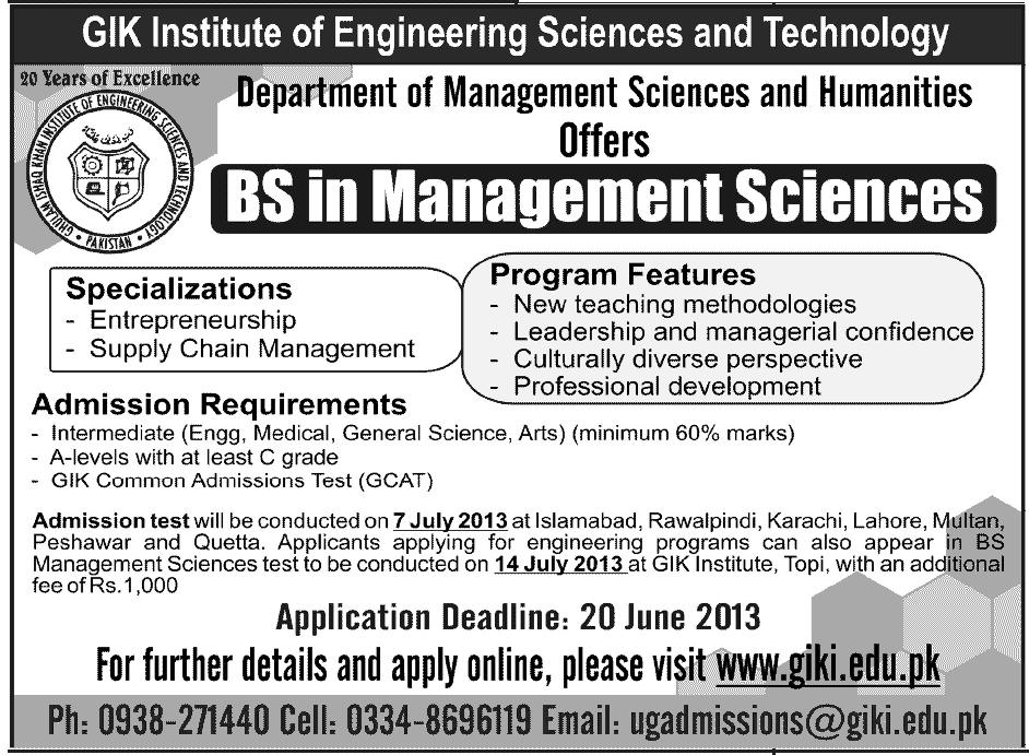 GIK.edu.pk Offers Admission in BS 2013 GIK.edu.pk Offers Admission in BS 2013