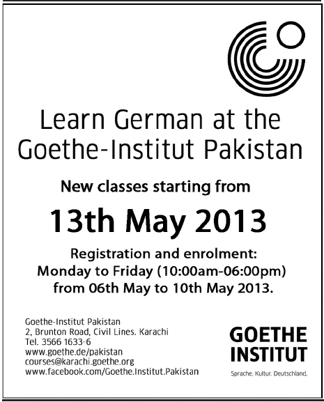 Learn German at the Goethe Institut Pakistan May 2013