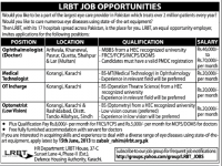 LRBT Eye hospital karachi Job Opportunities June 2013
