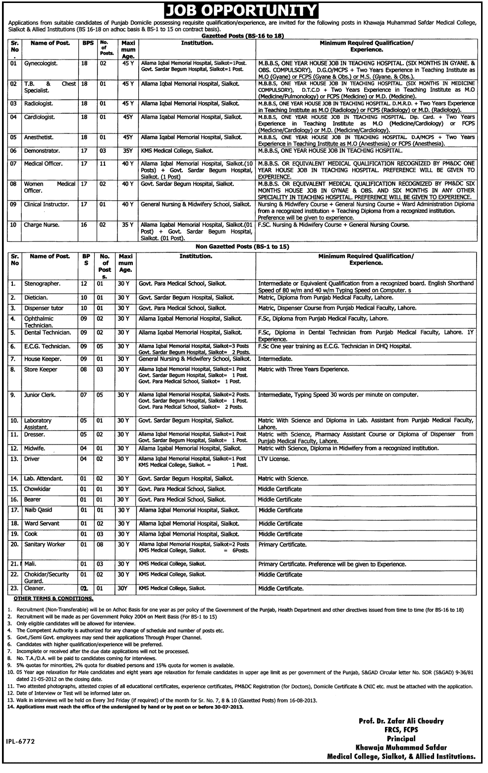 Khawaja Muhammad Safdar Medical College July 2013