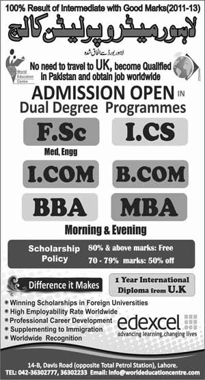 Lahore Metropolitan College Lahore Admissions 2024