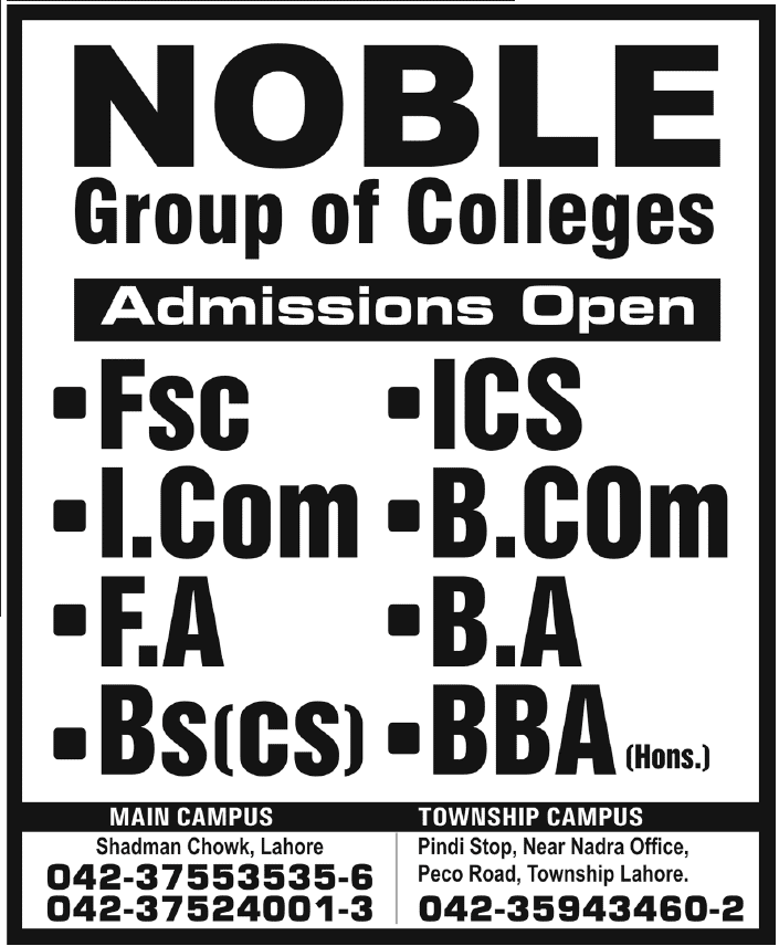 Noble Group of Colleges Admission Open