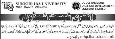 IBA Sukkur OGDCL Test Date Schedule